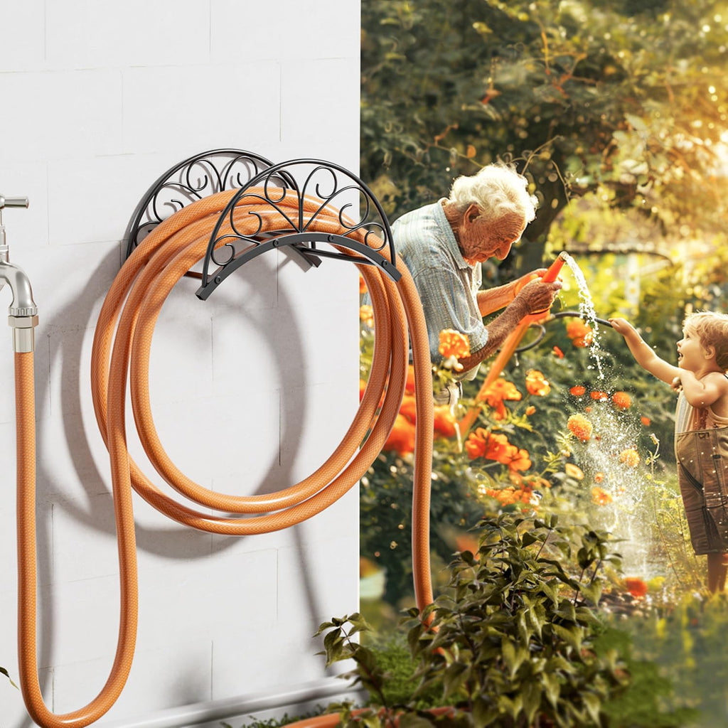 Wall Mounted Hose Holder - Metal Water Hose Holder - Hose Hanger Hose Hook for Water Hose Extension Cords Vacuum Hose.