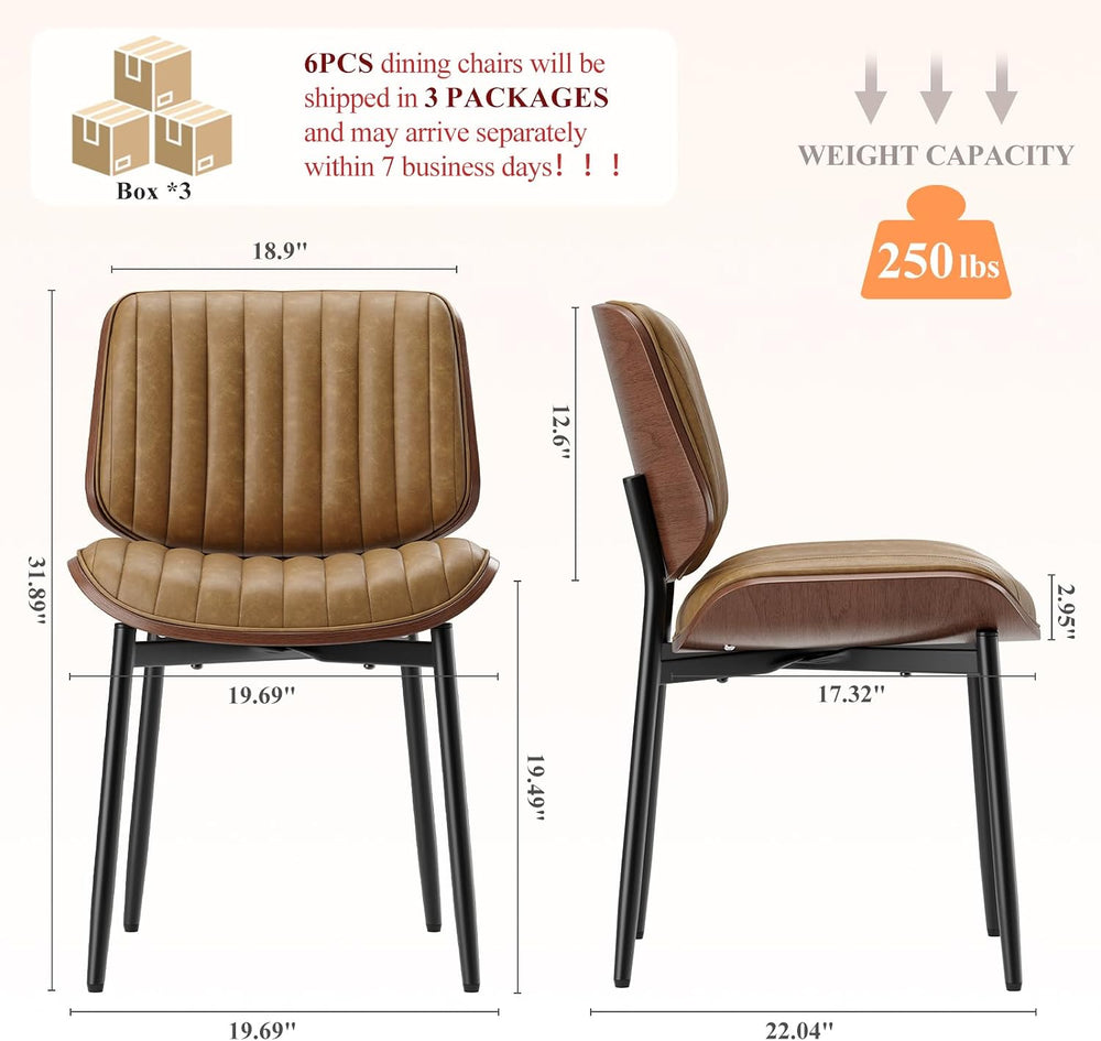 MALOL Leather Dining Chairs Set of 6, Modern Upholstered Dining Room Kitchen ...