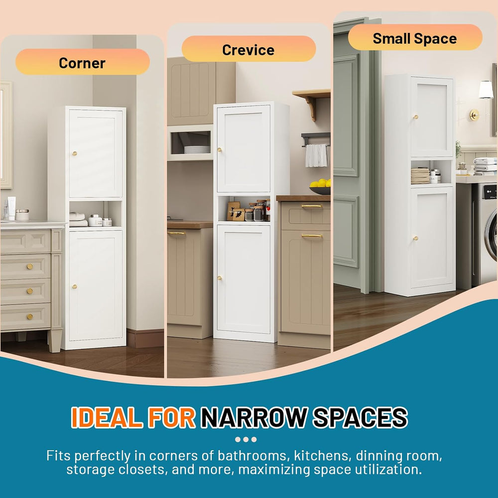 Eltean 67" Tall Narrow Storage Cabinet,Bathroom Cabinets | Narrow Pantry...