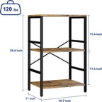 Whitmor 3 Tier Bookshelf - Small Book Shelf Industrial Bookcase, Metal Book Case Book Storage Organizer for CD/Movie/Book, Bookshelves for Bedroom Office Living Room Berry Brown