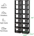 Kitstorack Stackable 16-Tier Shoe Rack for Closet & Entrance - Tall, Narrow, Vertical Shoe Stand - Plastic, Free Standing - Ideal for Small Spaces