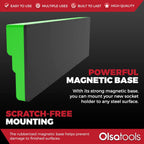 Olsa Tools Magnetic Socket Organizer - 1/2-Inch Drive, 3 Row - Holds 45 Sockets - SAE Green, Professional Grade - Part: 1549