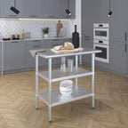 AmGood Stainless Steel Work Table with 2 Shelves | NSF | Metal Utility Table (36" Long x 24" Deep)
