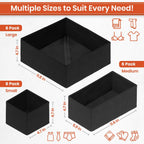 RFAQK 18 Pack Drawer Organizer Clothes-3 Sizes (L, M, S) Baby Dresser Organizer for Storage Closet-Foldable Fabric Baby Clothes Organizer for Bedroom, Bins, Bra, Socks, Belt, Tie-Black