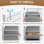 1 Pack Over The Door Organizer, Hanging Storage Organizer with Clear Window, 40lb Ultra Sturdy Large Capacity Room Organizer for Pantry Laundry Bathroom Nursery Closet Baby Essential (Grey)