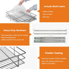 ALINE FURNITURE Pull Out Shelves - 14" W x 22" D Soft Close Pull Out Cabinet Organizer 1 Tier - Slide Out Drawers with Shelf Liner, Heavy Duty Steel Wire Baskets for Kitchen Cabinets, Pantry, Bathroom