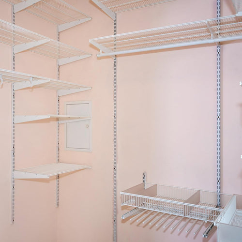 12 Pack 47 Inch Dual Track Upright Wall Shelving System Shelf Bracket Twin Slot Shelf Rail Twin Track Upright Heavy Duty Support System for Pantries, Linen Closets, Laundry Rooms (Silver)