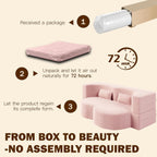 Convertible Folding Sofa Bed, 2-in-1 Full Size Floor Boneless Couch Bed, Corduroy Loveseat sleeper Couch Floor Sofa, Memory Foam Sleeper SofaBed, Small couches for small spaces, No Assembly, Baby Pink