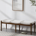 RIVOVA 54.25" Modern Ottoman Bench Upholstered Sherpa Bedroom End of Bed Bench Boho Bench Long Seating Bench Entryway Stool with Wood Legs for Living Room/Foyer, Beige