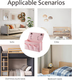 Bedside Caddy Bedside Storage Organizer,Bed Caddy With Thickened Material Suitable for Homes, Dormitories, Hospitals, Cribs, RVs，Great for Magazines,Books,Remote, Phone (Pink)