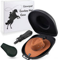 Cowboy Hat Case for Travel, Crushproof Box for Panama & Tweed, Hat Carrier with Adjustable Strap, Fedora Hat Storage For Travel Outdoors and Home(Upgrade Large) (Black)
