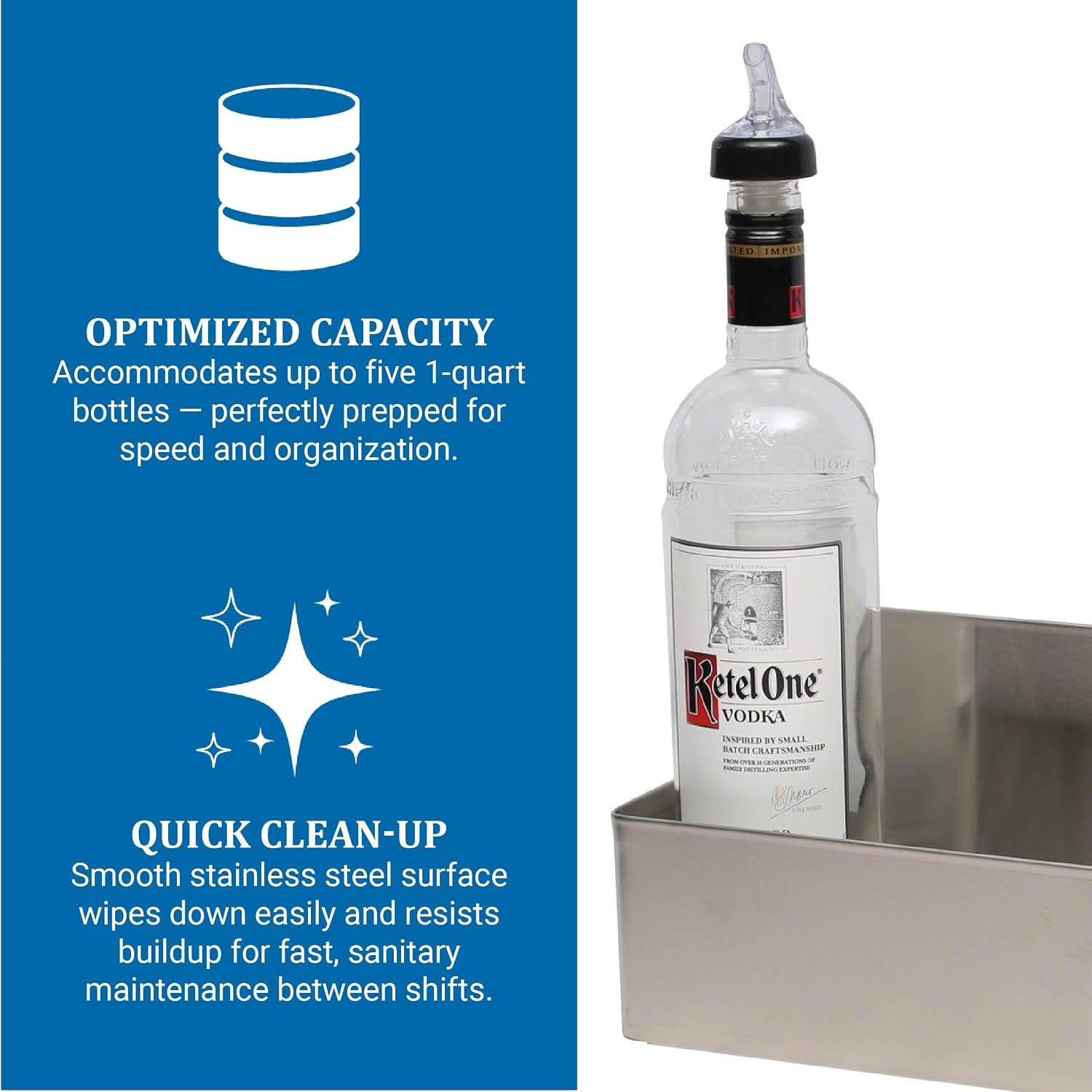 San Jamar Speed Rack Bottle Holder 5 Qt/LTR Bottles Stainless Steel B5522GR - 1 Each