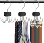 Belt Hanger for Closet, 3PCS Belt Organizer for Closet 360°Rotating Max 72 Belt, Tie Rack Hanger for Closet Tie Organizer for Closet Belt Holder for Closet for Belt,Tie,Tank Top,Bra,Scarf,Hat