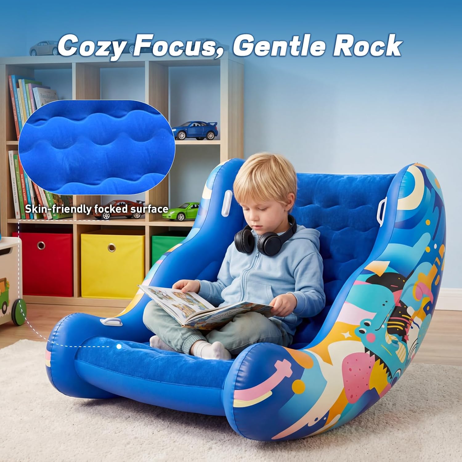 Inflatable Sensory Chair for Autistic Kids – Toddler Rocking Chair for Sensory Seeking, ADHD & Calming – Blow Up Crash Pad for Deep Pressure Therapy in Sensory Room, Birthday Gifts for Boys Girls