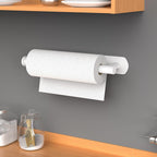 HUFEEOH Adhesive Paper Towel Holder Under Cabinet Wall Mount for Kitchen Paper Towel, Stainless Steel Paper Towel Roll Rack for Bathroom Towel (Thick, White)