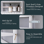 HITNET Bookshelf, 6-Tier Tall Bookcase Freestanding Bamboo Book Shelf Bathroom Storage Organizer with Adjustable Shelves, White