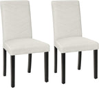 VECELO Upholstered Dining Chairs Set of 2, Fabric Wood Legs High Back for Kitchen Living Room, Beige