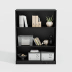41" Wooden Book Shelf, 2 Shelf Bookcase, Modern Bookshelf with Adjustable Shelf for Home Office, Study Room, Black