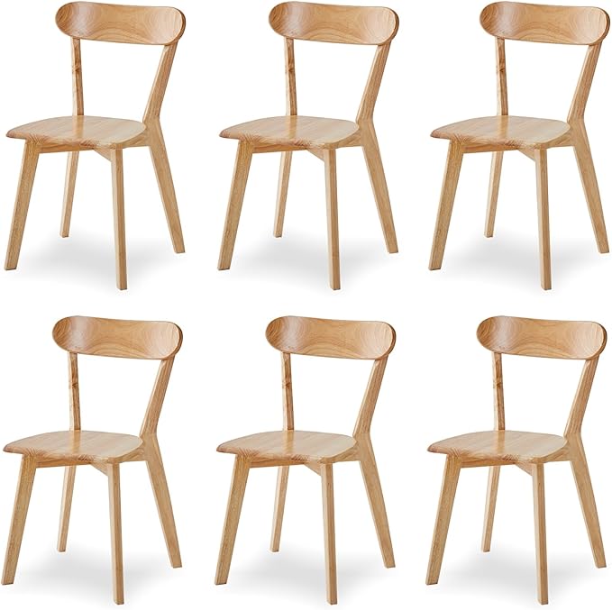 Natural Solid Wood Louis Dining Chairs Set of 6 for Home Kitchen/Apartment