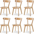 Natural Solid Wood Louis Dining Chairs Set of 6 for Home Kitchen/Apartment