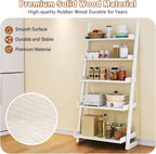CozyDH Wooden Ladder Shelf, White Ladder Bookshelf Narrow 5-Tier,Ladder Shelf Bookcase Storage for Living Room, Bedroom, Home Office,23.6''Dx15.7''Wx55.1''H