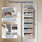 Yecaye 3 Pack Over The Door Organizer, 6-Tier Closet Door Hanging Organizer with 12 Mesh Pockets, Bathroom Organizers and Storage, Ultra Sturdy Large Capacity Over Door Storage Newborn Baby Essentials