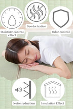 BJDesign Japanese Tatami Mat (Igusa Mattress), Foldable, Rush Grass, Floor Sleeping Japanese Futon Mattress Meditation Yoga Zen (Queen XL)