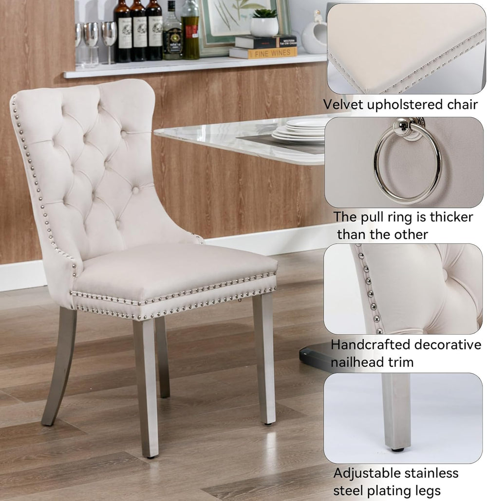 36" Luxury Silver Glass Dining Room Table Set for 4, 5-Piece Round Kitch...