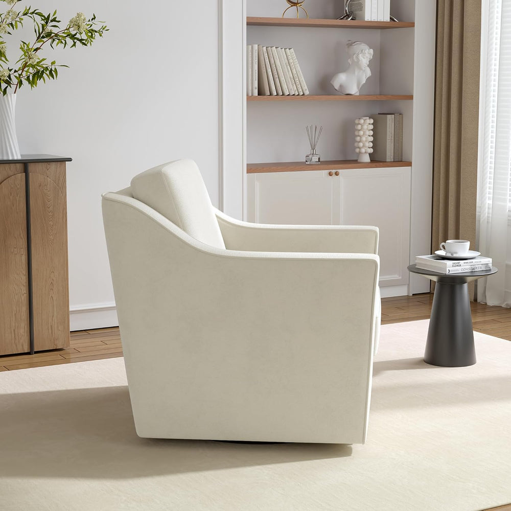 Swivel Accent Chairs Set of 2, 360° Swivel Armchairs with Deep Seat, Beige
