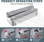 3 in 1 Plastic Wrap Dispenser with Cutter，Magnetic Aluminum Foil and Adhesive Film Organizer, Wall Mount Kitchen Wrap Organizer, Cling Wrap Dispenser with Paper Towel Holder and Cutter