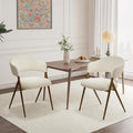 Dining Room Chairs Set of 2, Upholstered Dining Room Chairs, Mid Century Fabric Kitchen Chairs with Curved Backrest and Metal Legs, Beige