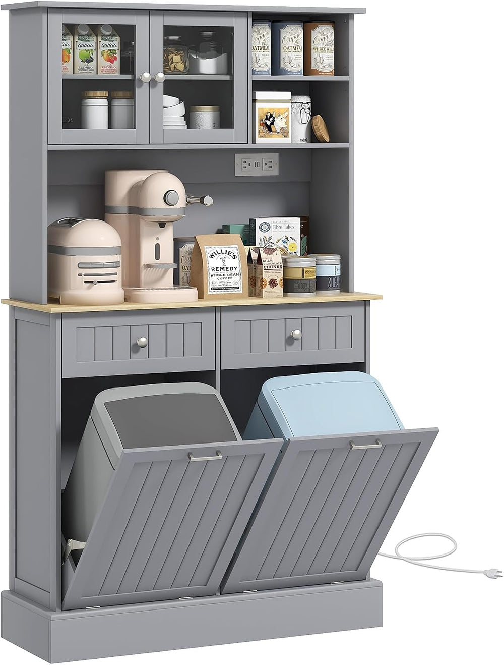 39.4" D*13.8" W*67.7" H Freestanding Kitchen Pantry with 2 Dra...