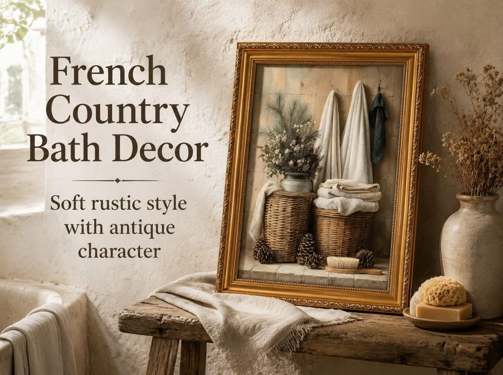 ApexBlume Vintage Farmhouse Bathroom Still Life Framed Wall Art, Antique Rust...