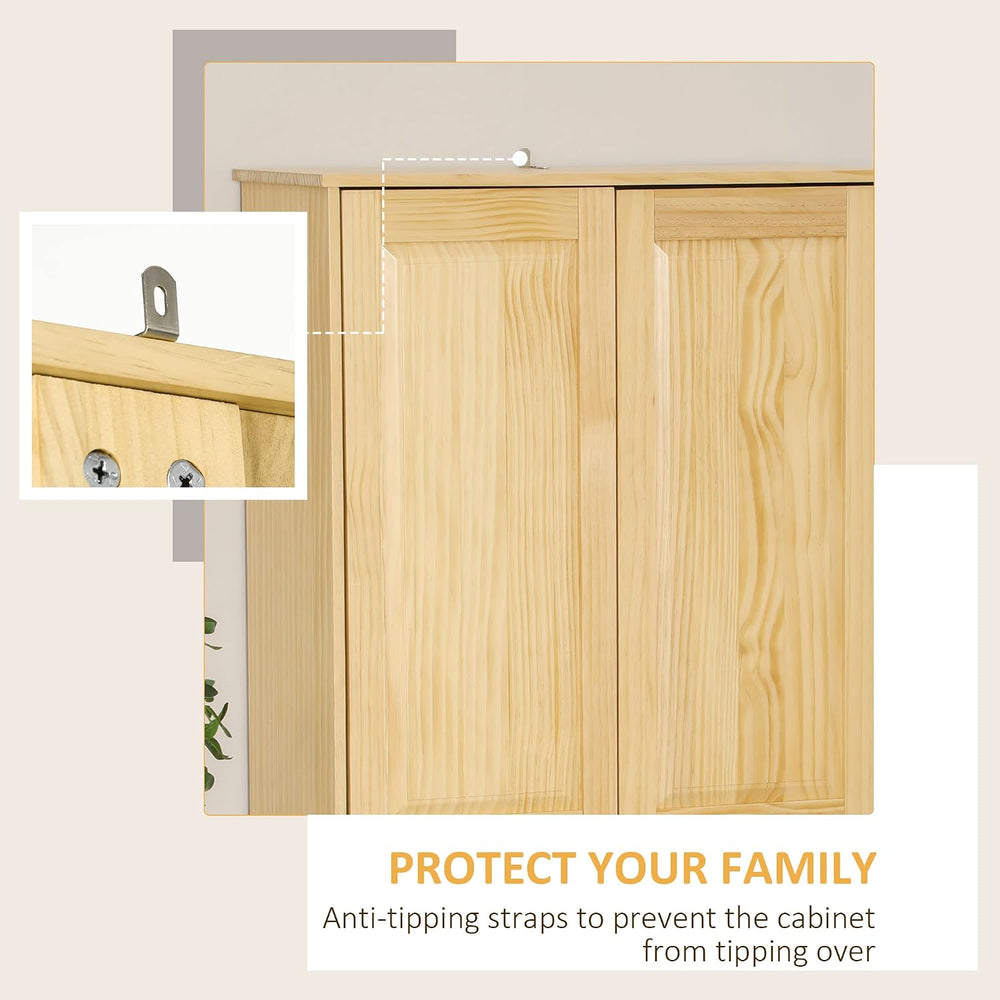 HOMCOM 67" Pinewood Kitchen Pantry Storage Cabinet, Freestanding Cabinet...