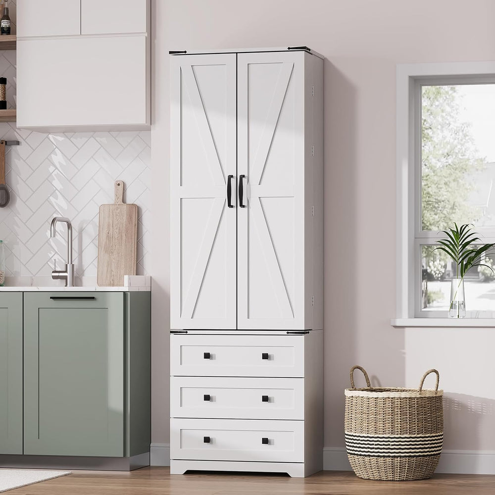 72'' Tall Kitchen Pantry Cabinet, Freestanding Tall Cupboard Storage ...