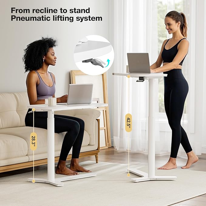 Muvai 30 Inch Large Overbed Table with Wheels Adjustable Height Ideal Bedside Table for Home Medical Use - Rolling Table for Hospital Versatile Bedside, Lap Desk, Laptop Stand,White