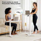 Muvai 30 Inch Large Overbed Table with Wheels Adjustable Height Ideal Bedside Table for Home Medical Use - Rolling Table for Hospital Versatile Bedside, Lap Desk, Laptop Stand,White