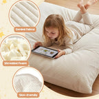 3 in 1 Kids Bean Bag Chair Bed – Foldable Bean Bag to Lounger & Floor Mattress, High-Density Foam Filling Bean Bag, Child Floor Sofa for Reading, Sleeping, Gaming & Relaxation,Beige