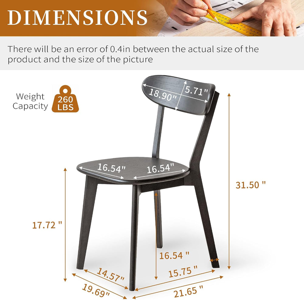 Modern Dining Chairs, Solid Oak Wood Dining Chair with Comfortable Backrest, ...