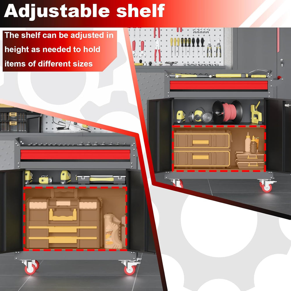 Kelueo Metal Garage Storage Cabinet with Wheels,Lockable Storage Cabinets wit...