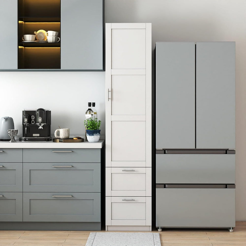 KEIKI Kitchen Pantry Storage Cabinet with Multi-Tier Shelf & Drawers, Spi...