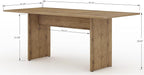 Manhattan Comfort Nomad 3 Piece Dining Set for 6 with Modern Kitchen Table and 2 Benches, Farmhouse Furniture with Rustic Wood Grain Finish, Pedestal Base, Easy Assembly, Dining Set, Nature