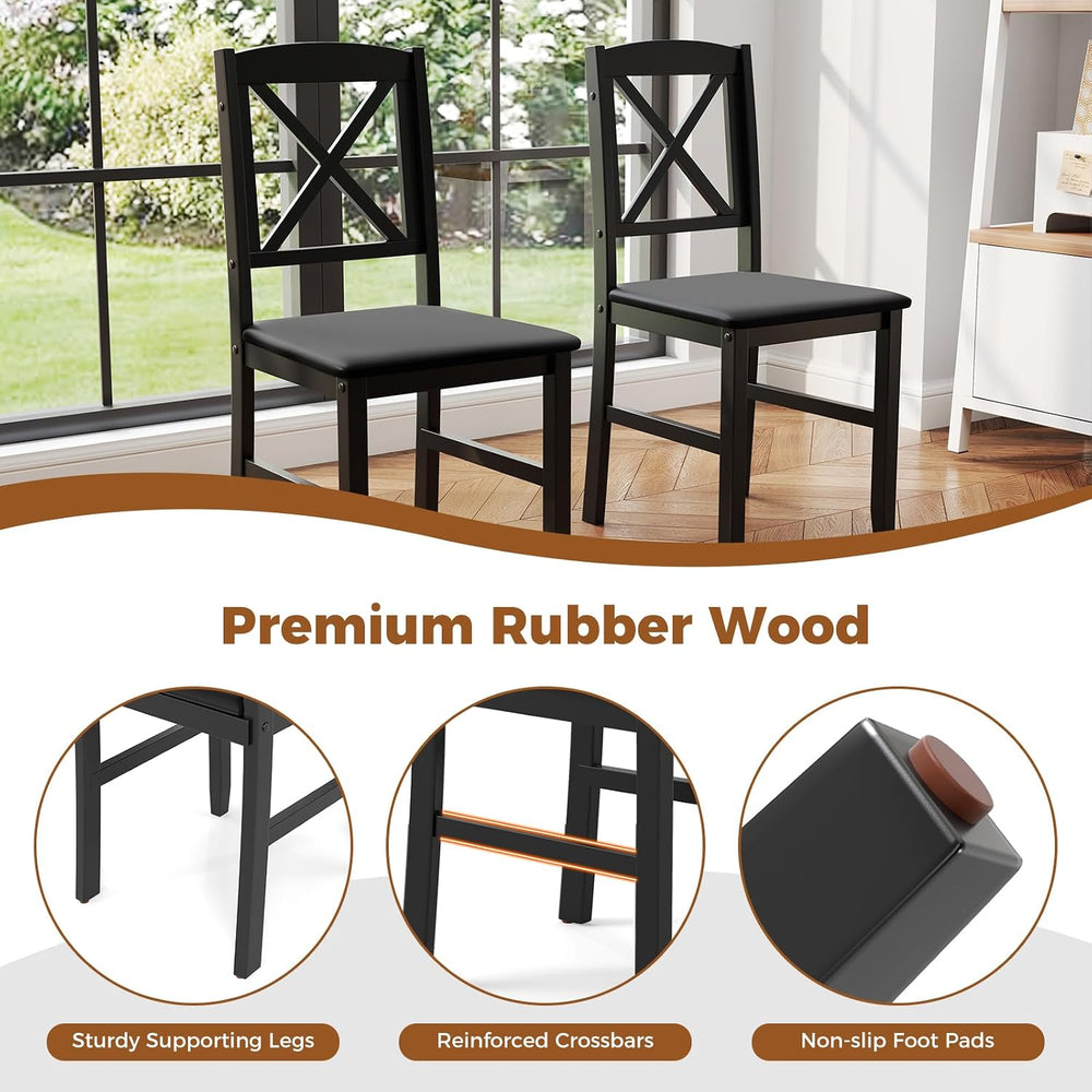 GOFLAME 3-Piece Dining Table Set for 2, Wooden Square Kitchen Table with 2 Up...
