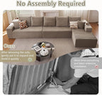 166.9" Cloud Sectional Couch with L-Shape Chaise, Upholstered Corduroy Couches Sleeper with Deep Seat, Modern Modular Comfy Sofa Chaise Longue for Living Room Bedroom, No Assembly Required, Camel