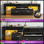 Black 63 Inch Floating TV Stand with Two Drawers & 16-Color LED Lights, Large Modern Entertainment Center for TVs Up to 75 Inches, Wooden Media Console with Open Shelf