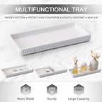 Resin Bathroom Toothbrush Holder Set, Matte White Bathroom Accessories Set 4 Pcs, Bathroom Tumbler Cup Tooth Brushing Cup Set with Tray, for Sink Countertop Modern Home Decor