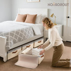 Large Closet Storage Bins - Compression Organizer Bins, Stackable Closet Organizer, Expandable Under Bed Storage Containers for Clothes, Towels, Sheet, 2 Pack, Beige
