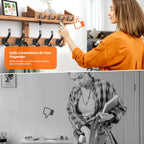 Evermagin 29" Coat Rack Wall Mount with Shelf, 4 in 1 Wall Mounted Coat and Key Hanger with 11 Hooks, Entryway Key Holder with Mail Holder for Living Room, Bedroom