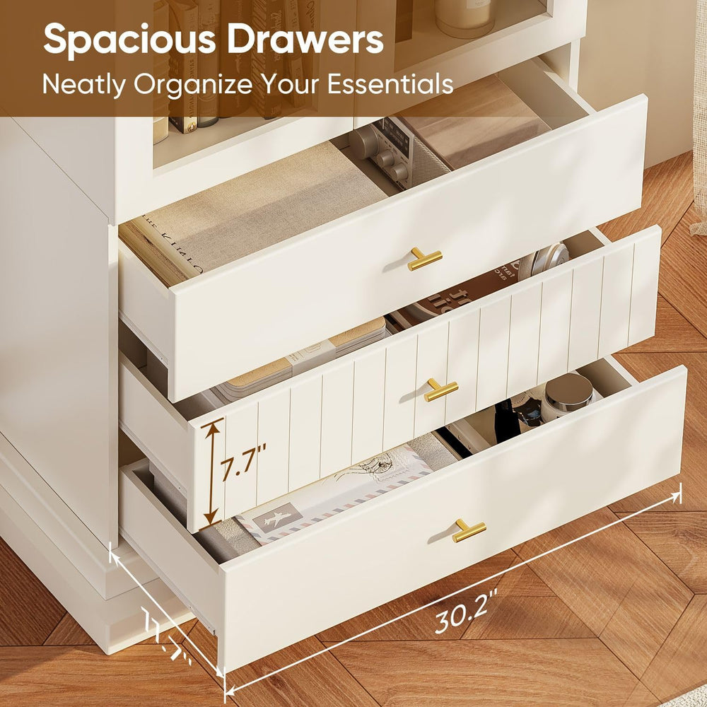 71" Arched Kitchen Modern Pantry Storage Cabinet, Tall Display Cabinet f...