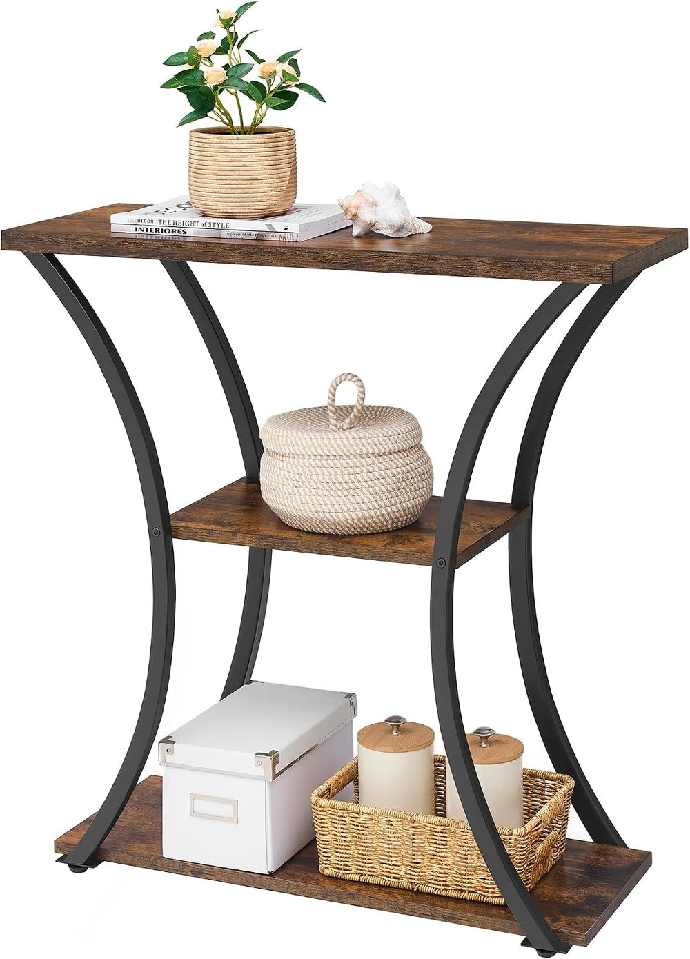 Hoctieon 3 Tier Console Table with Open Wood Shelves, Decorative Entryway Tab...